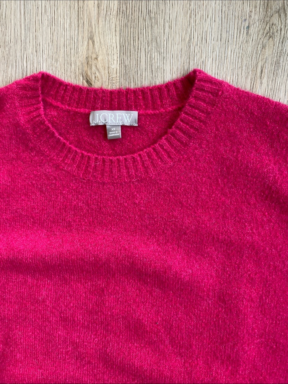 J.Crew Fuchsia Alpaca Merino Wool Blend Crewneck Sweater XS Cozy Soft Knit - Picture 3 of 11